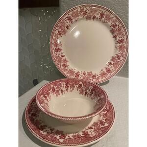 12-piece Claytan Tableware Red Vineyard dinnerware soup salad dinner plates